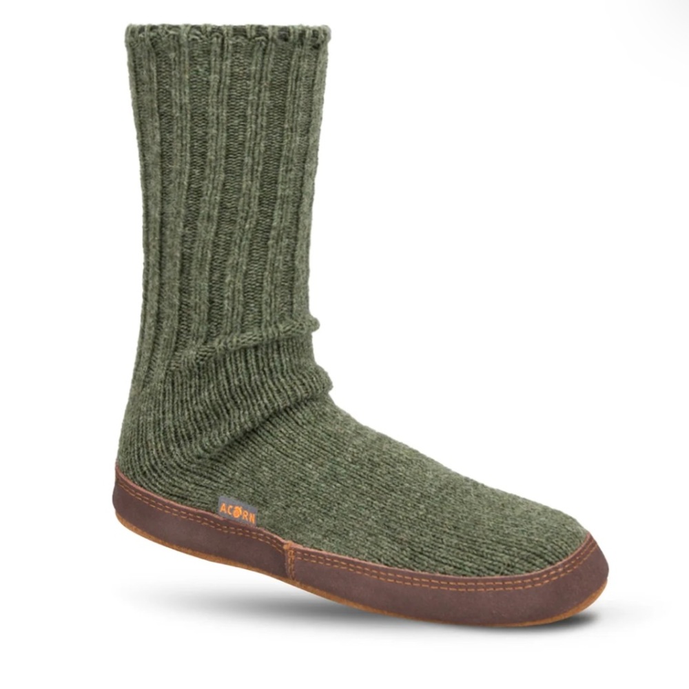 Acorn Olive Ribbed Slippers
